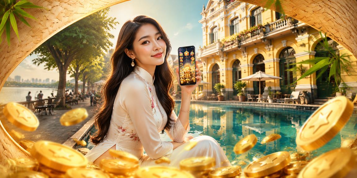 Người dùng Hà Nội đội nón lá sử dụng ứng dụng casino và kiểm tra khuyến mãi trên điện thoại