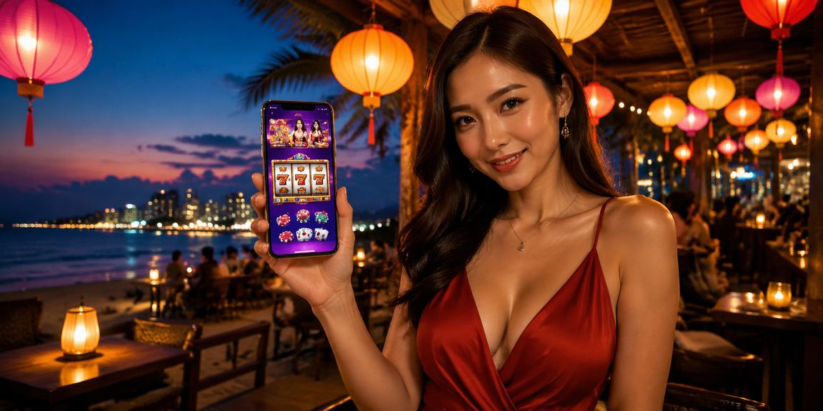 Người chơi trải nghiệm casino mobile tại chợ đêm Hội An